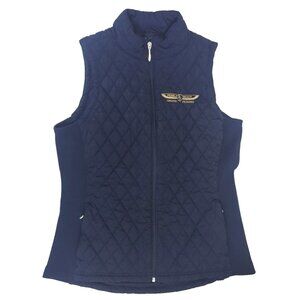PEBBLE BEACH GOLF CLUB Womens Large Quilted Vest Full‎ Zip Straight Down Blue